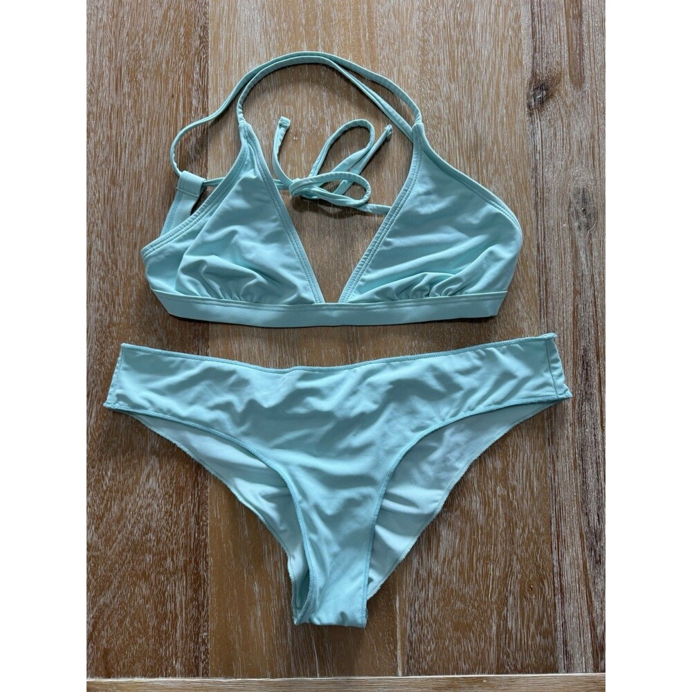 Rip Curl Classic Surf Bikini Set S/M Aqua Blue Ruched Scrunch Cheeky Smooth